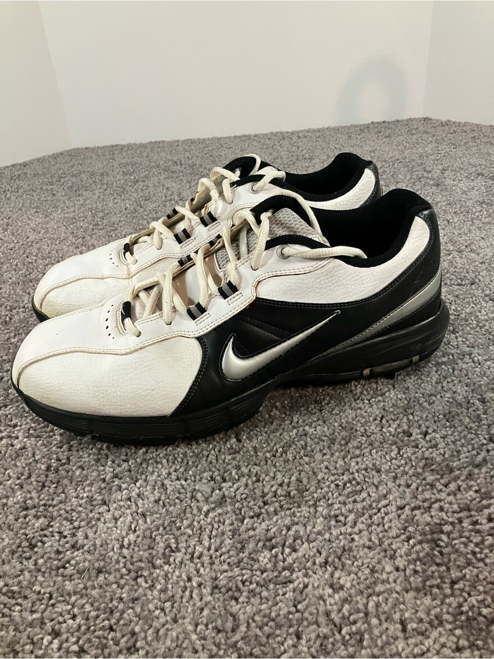Nike Golf Shoes Power Channel TAC White Black Leather 317682-102 Mens Sz 10.5